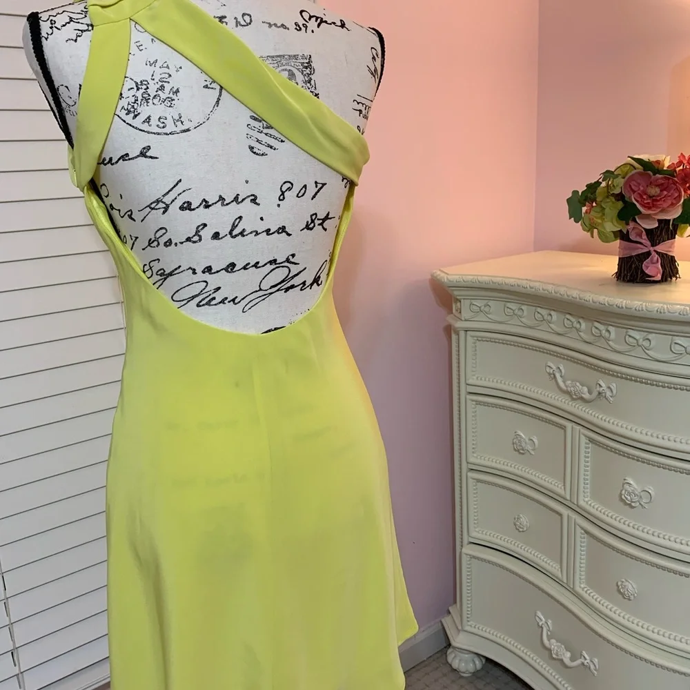 ABS One Shoulder Rosette Mini Dress. Size 2 - Picture 5 of 16